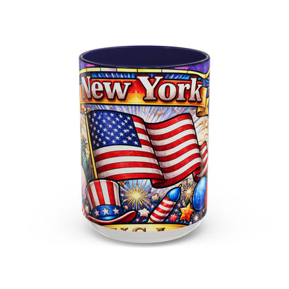 New York USA Accent Coffee Mug 15oz — Patriotic NYC Souvenir Gift Mug