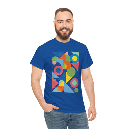 Geometric Color Block Tee — Abstract Shapes Graphic T-Shirt Retro Art