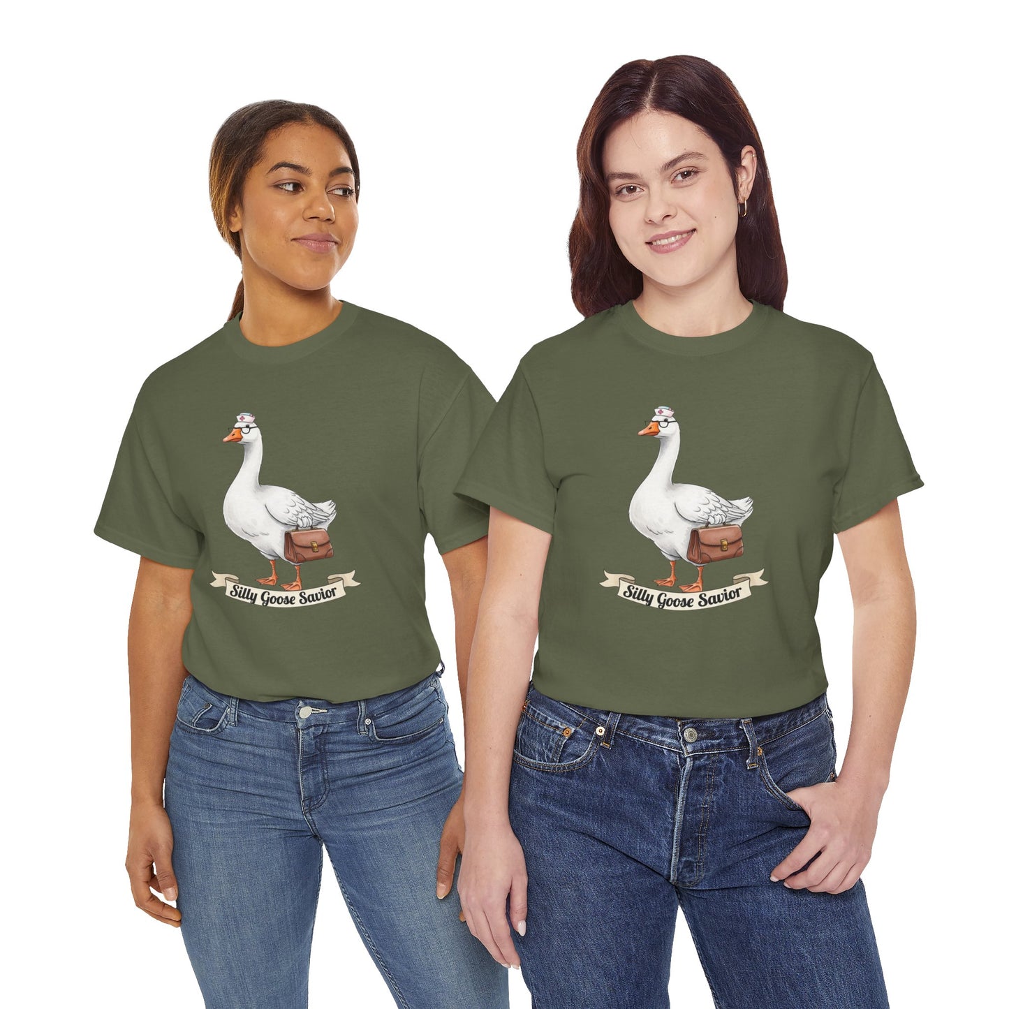 Goose Savior T-Shirt — Vintage Illustrated Goose Tee Whimsical Animal Gift
