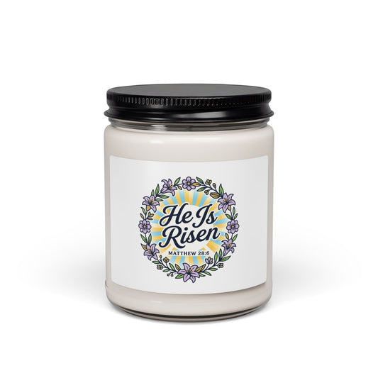 He Is Risen Soy Candle, 9oz | Christian Easter, Resurrection Scripture