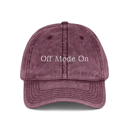 Vintage Embroidered Cap - "Off Mode On" Distressed Dad Hat