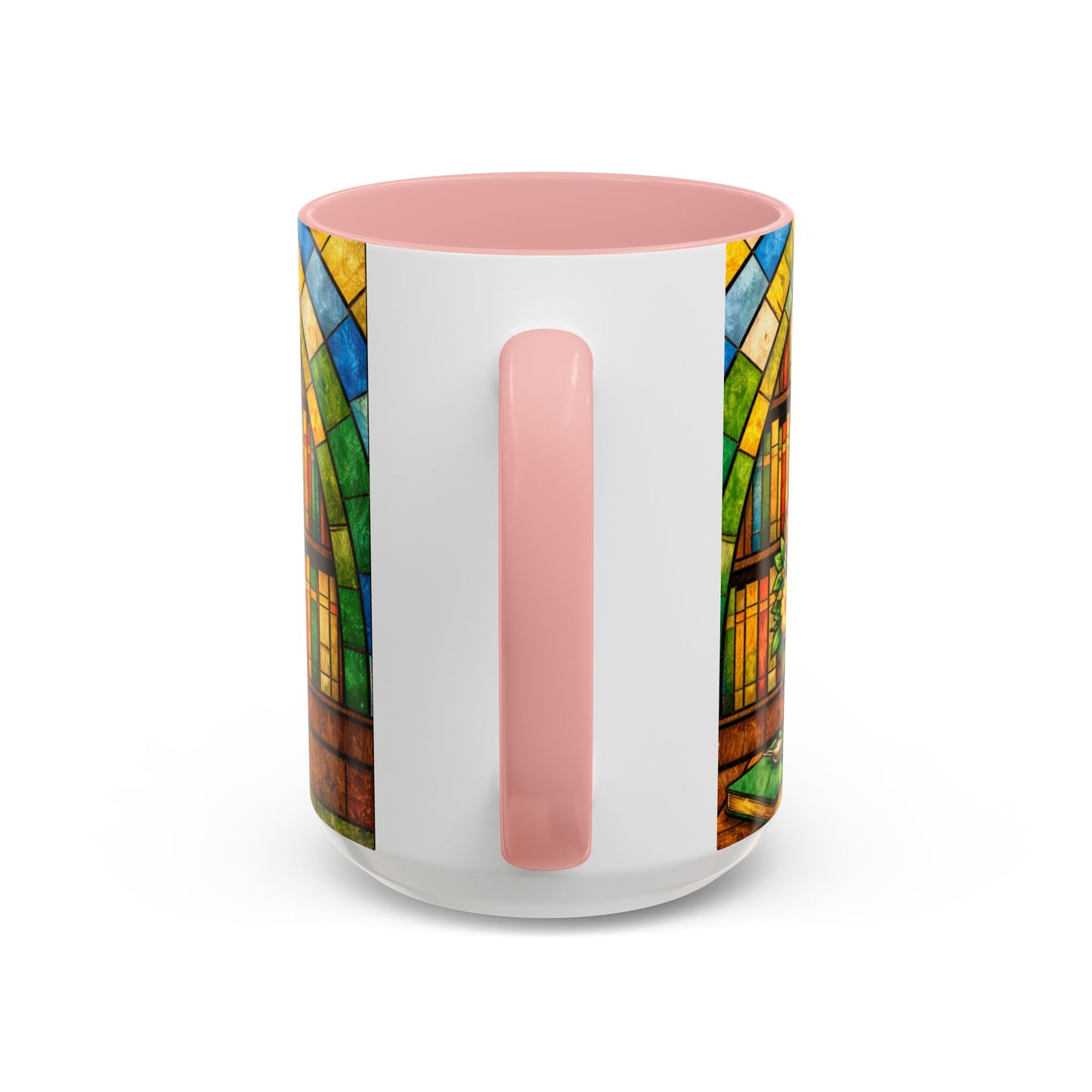 Booklover Coffee Mug – Stained Glass Library Accent Ceramic Mug