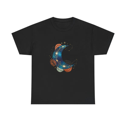 Celestial Moon Graphic Tee — Starry Crescent Night Shirt Boho Gift for Her
