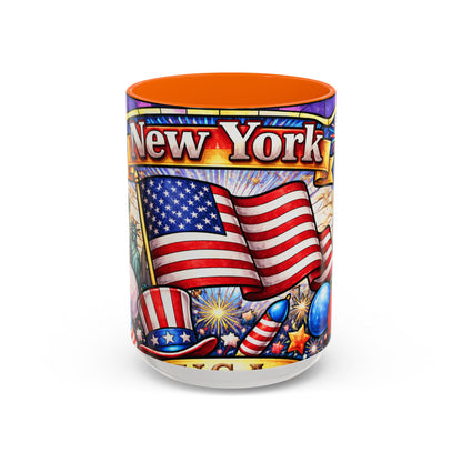 New York USA Accent Coffee Mug 15oz — Patriotic NYC Souvenir Gift Mug