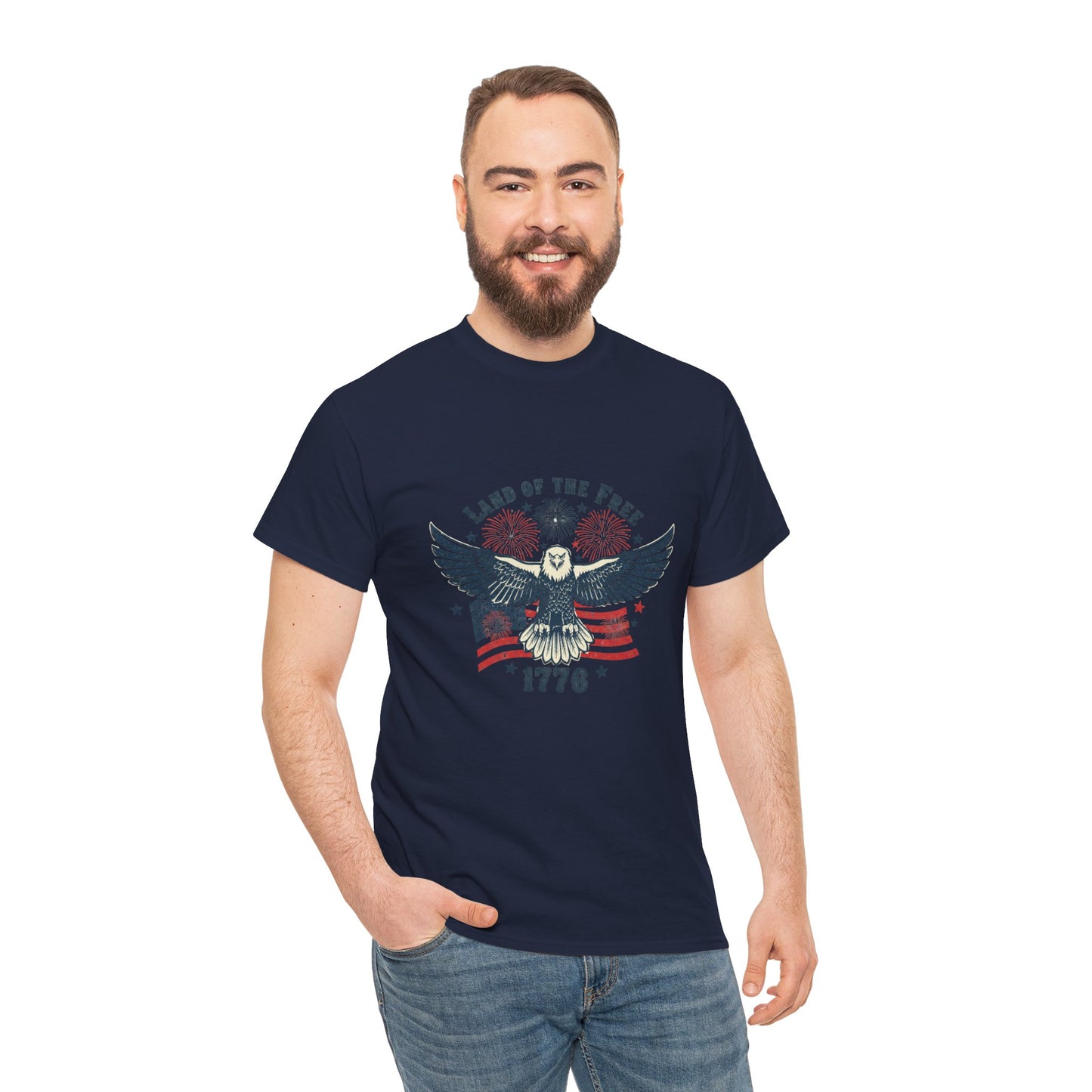 Land of the Free Eagle T-Shirt — 1776 Vintage Patriotic American Tee Gift