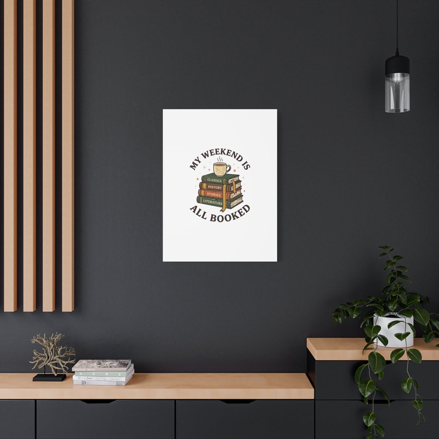 All Booked Stack of Books Canvas | Book Lover, Cozy Reader Decor