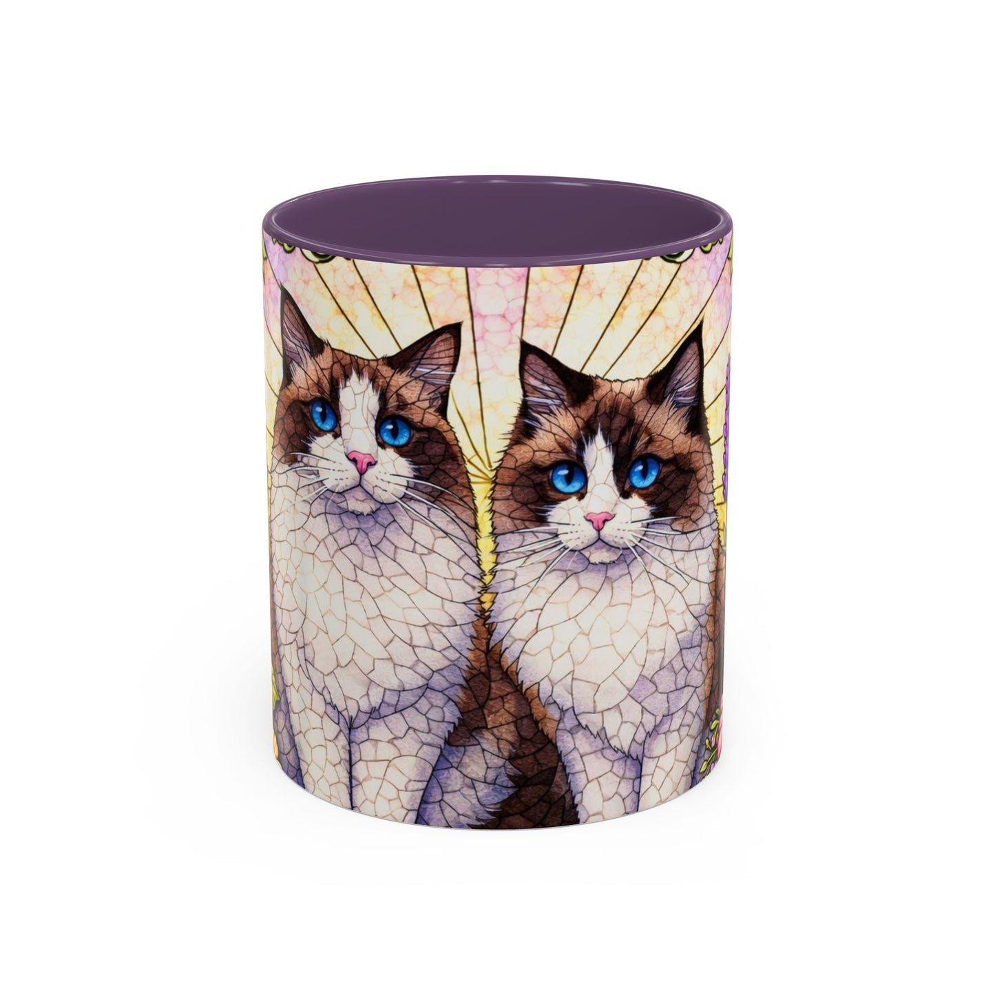 Ragdoll Cats Floral Accent Coffee Mug – Blue-Eyed Cat Art, 11/15oz