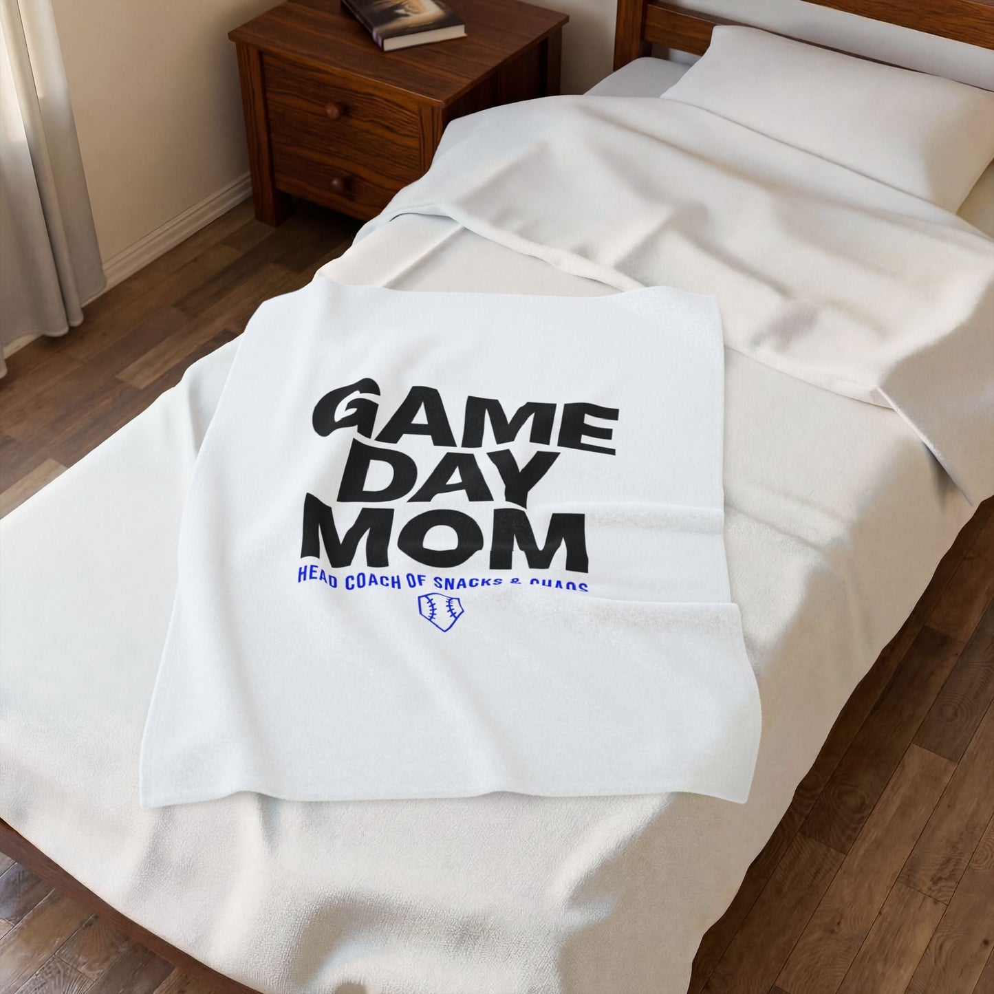 Game Day Mom Velveteen Plush Blanket | Minimal Typographic Mom, Mother’s Day
