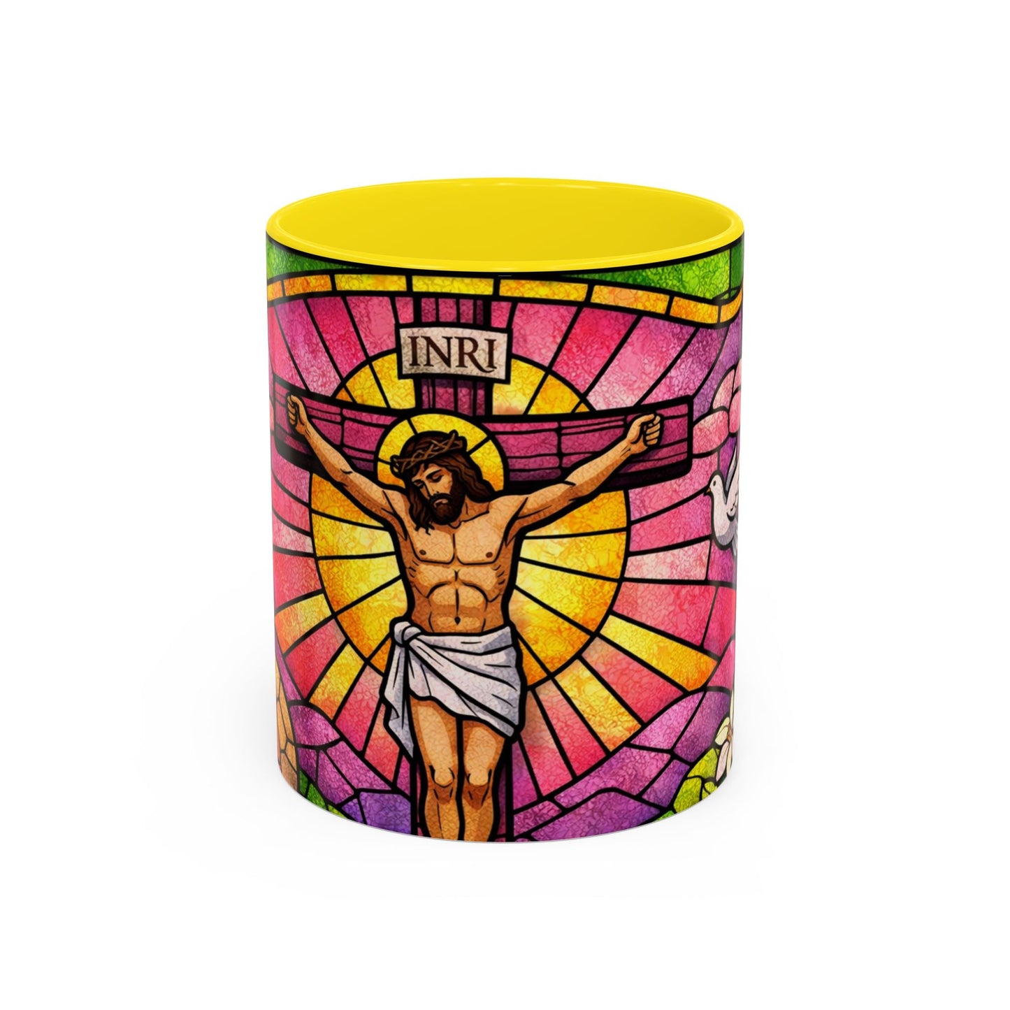 Stained Glass Jesus Coffee Mug — Religious Christian Accent Mug (11oz)
