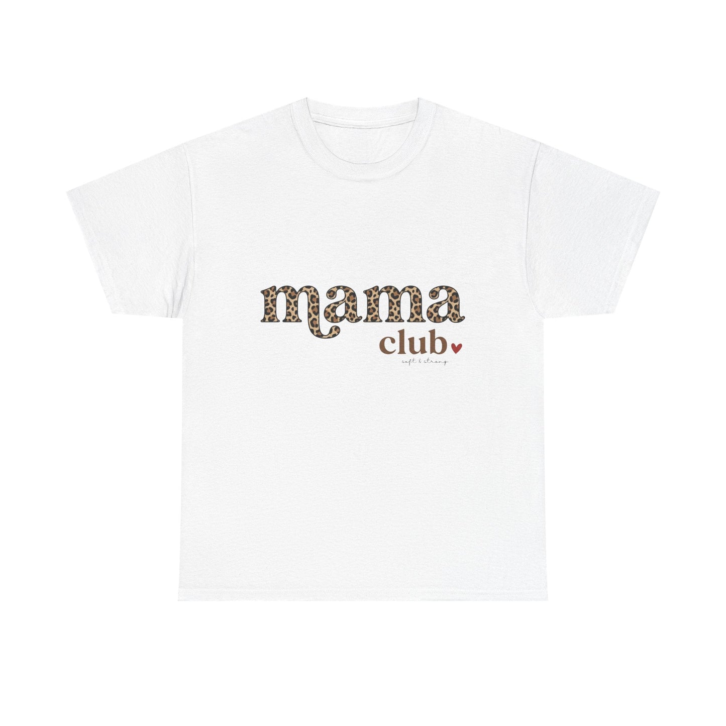 Mama Club T-Shirt — Leopard Print 'mama club' Graphic Tee with Heart