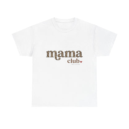 Mama Club T-Shirt — Leopard Print 'mama club' Graphic Tee with Heart