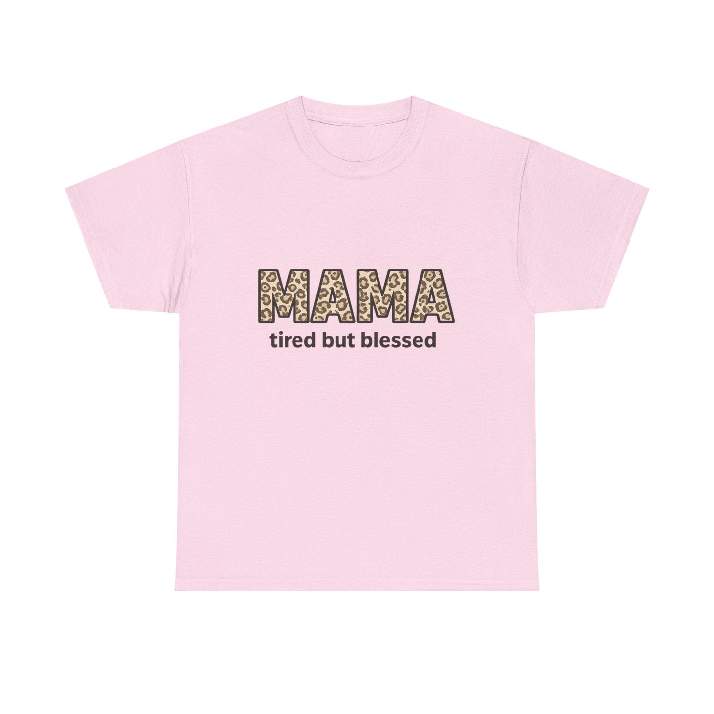 Tired But Blessed Mama Leopard Tee – Mother's Day Gift