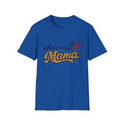 American Mama T-Shirt — Patriotic Leopard Heart Graphic Tee | Mother's Day Gift