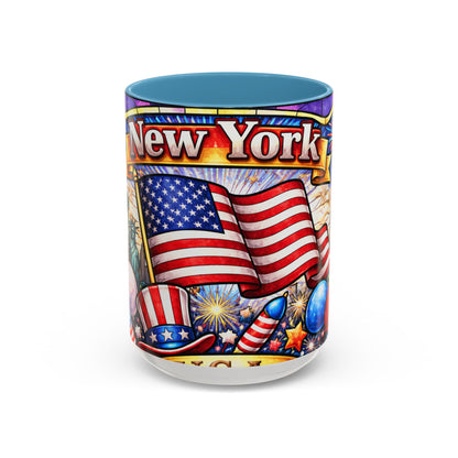 New York USA Accent Coffee Mug 15oz — Patriotic NYC Souvenir Gift Mug