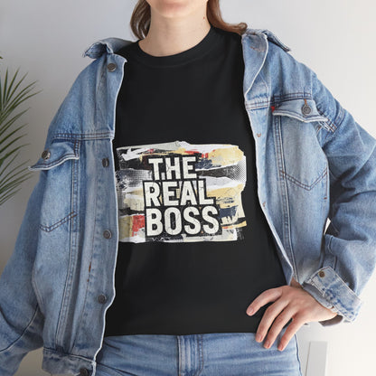 The Real Boss" Funny Graphic Tee — Bold Statement Shirt for Moms Dads