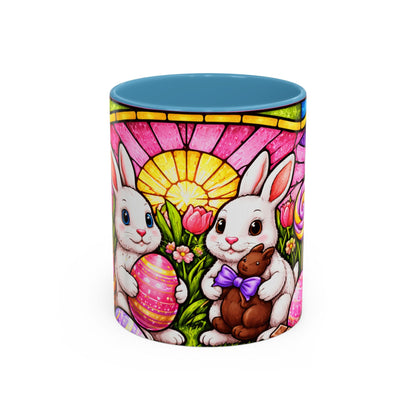Easter Bunny Stained Glass Accent Coffee Mug (11 oz)