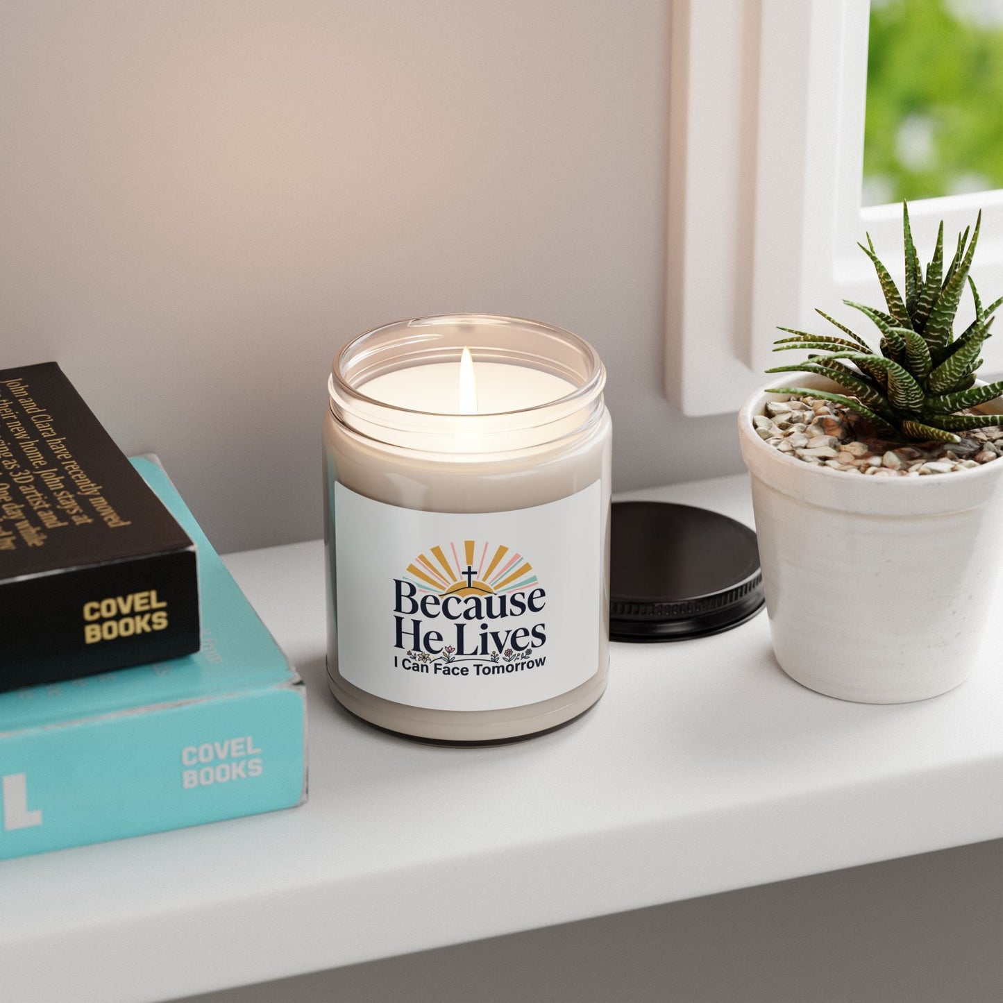 Because He Lives Soy Candle, Christian Easter | Resurrection, Scripture