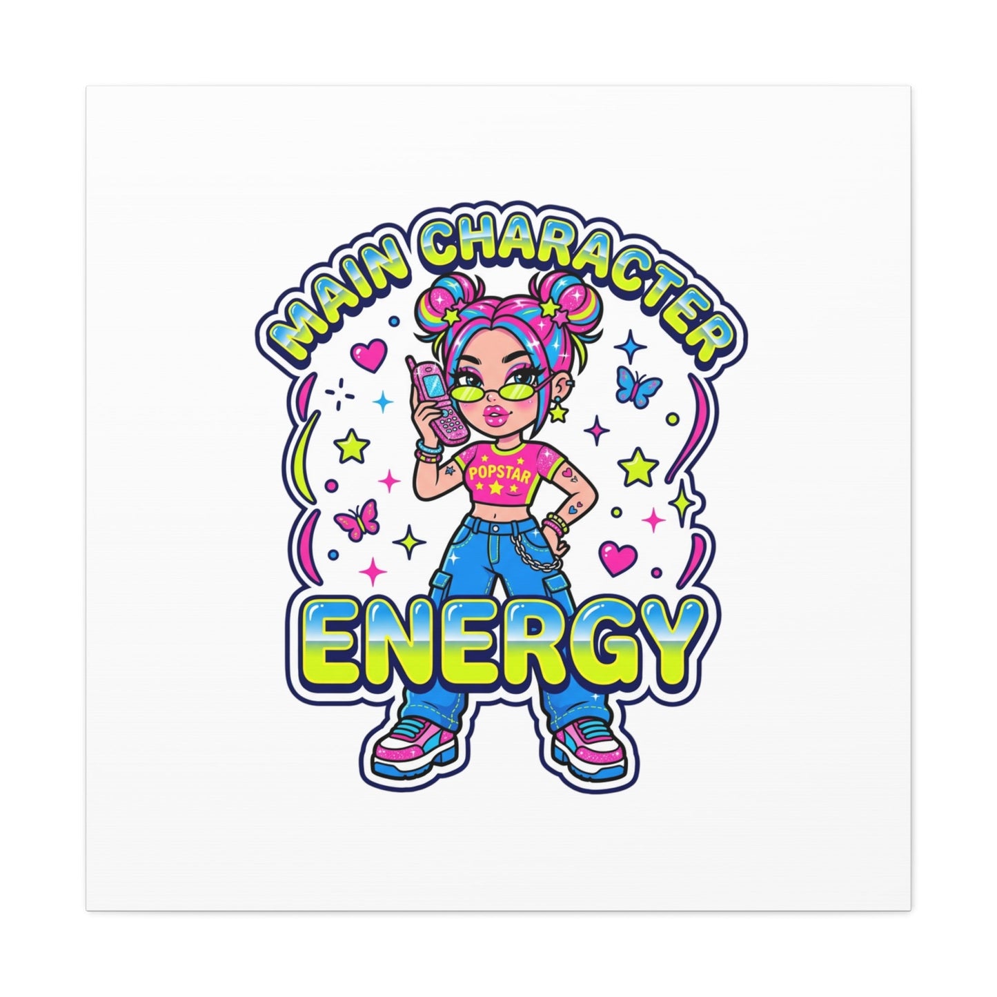 Main Character Energy Canvas | Y2K Aesthetic, Retro Internet Pop Art