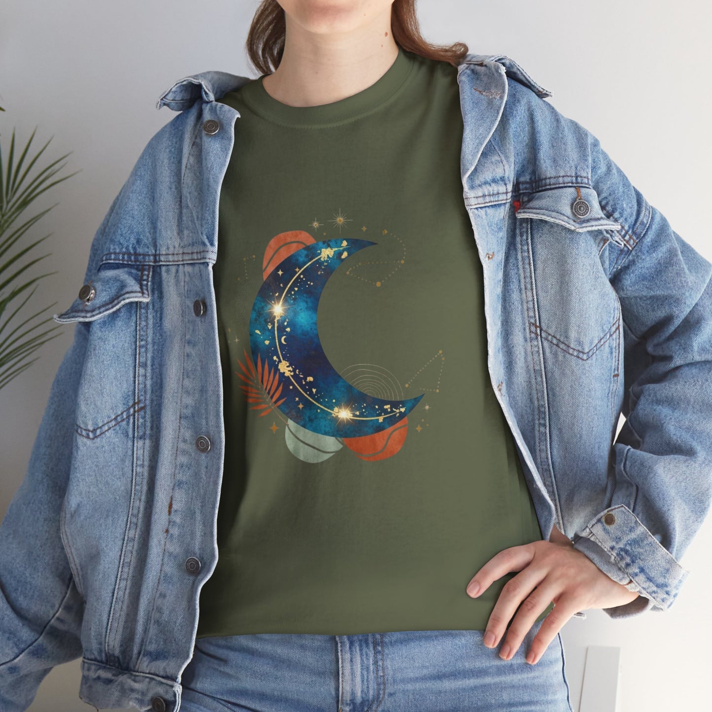 Celestial Moon Graphic Tee — Starry Crescent Night Shirt Boho Gift for Her