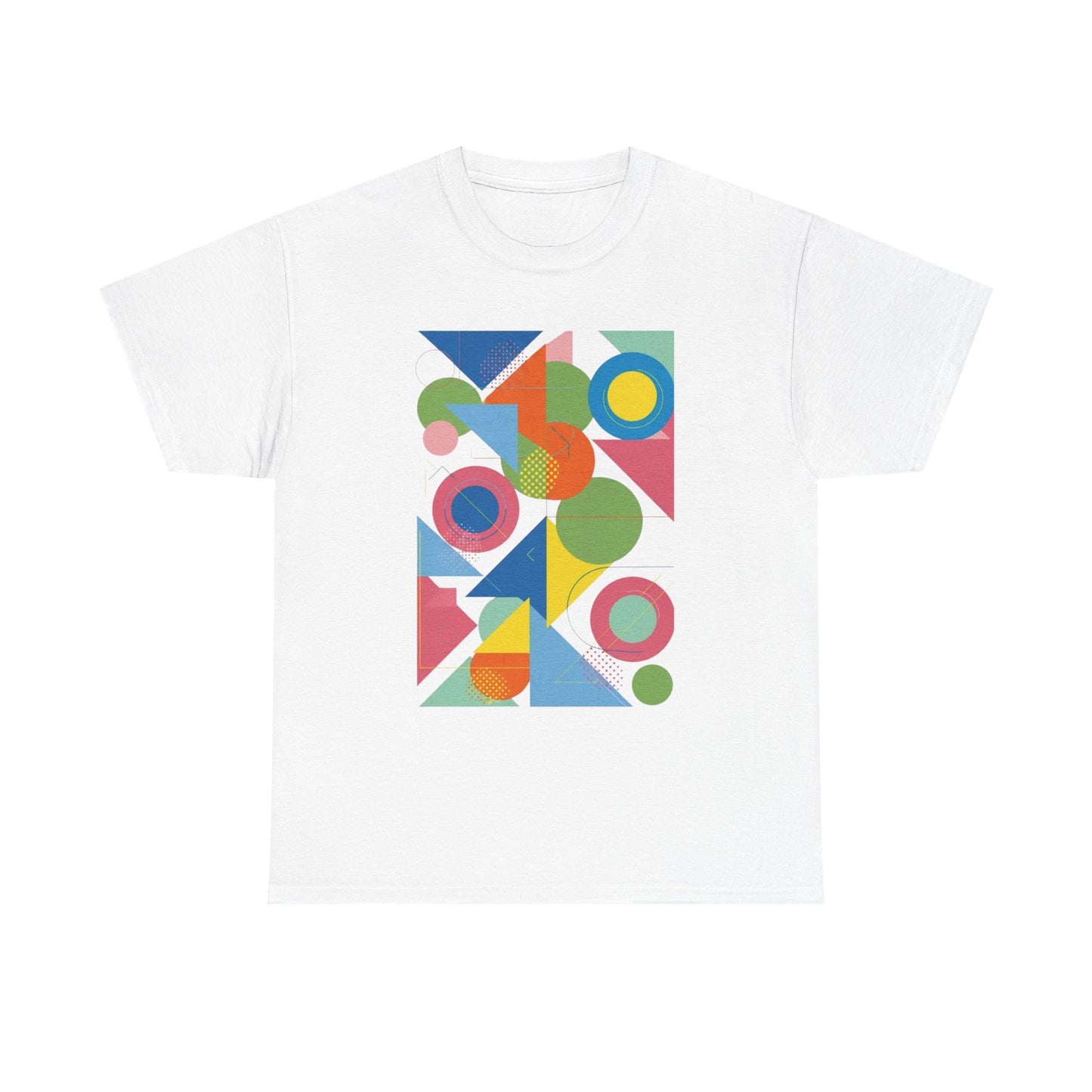 Geometric Color Block Tee — Abstract Shapes Graphic T-Shirt Retro Art