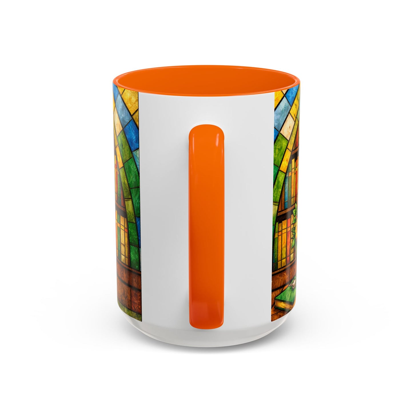 Booklover Coffee Mug – Stained Glass Library Accent Ceramic Mug