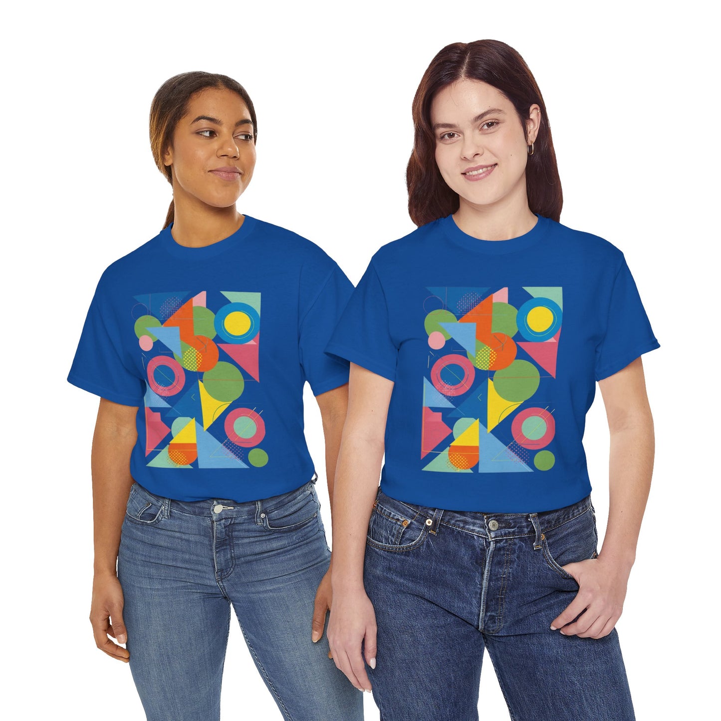 Geometric Color Block Tee — Abstract Shapes Graphic T-Shirt Retro Art