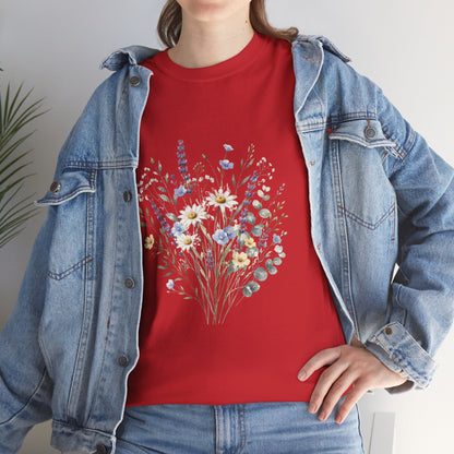 Wildflower Bouquet Tee Women | Lavender Daisy Botanical Floral Shirt
