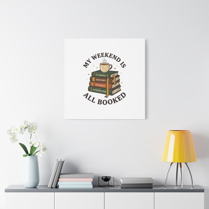 All Booked Stack of Books Canvas | Book Lover, Cozy Reader Decor