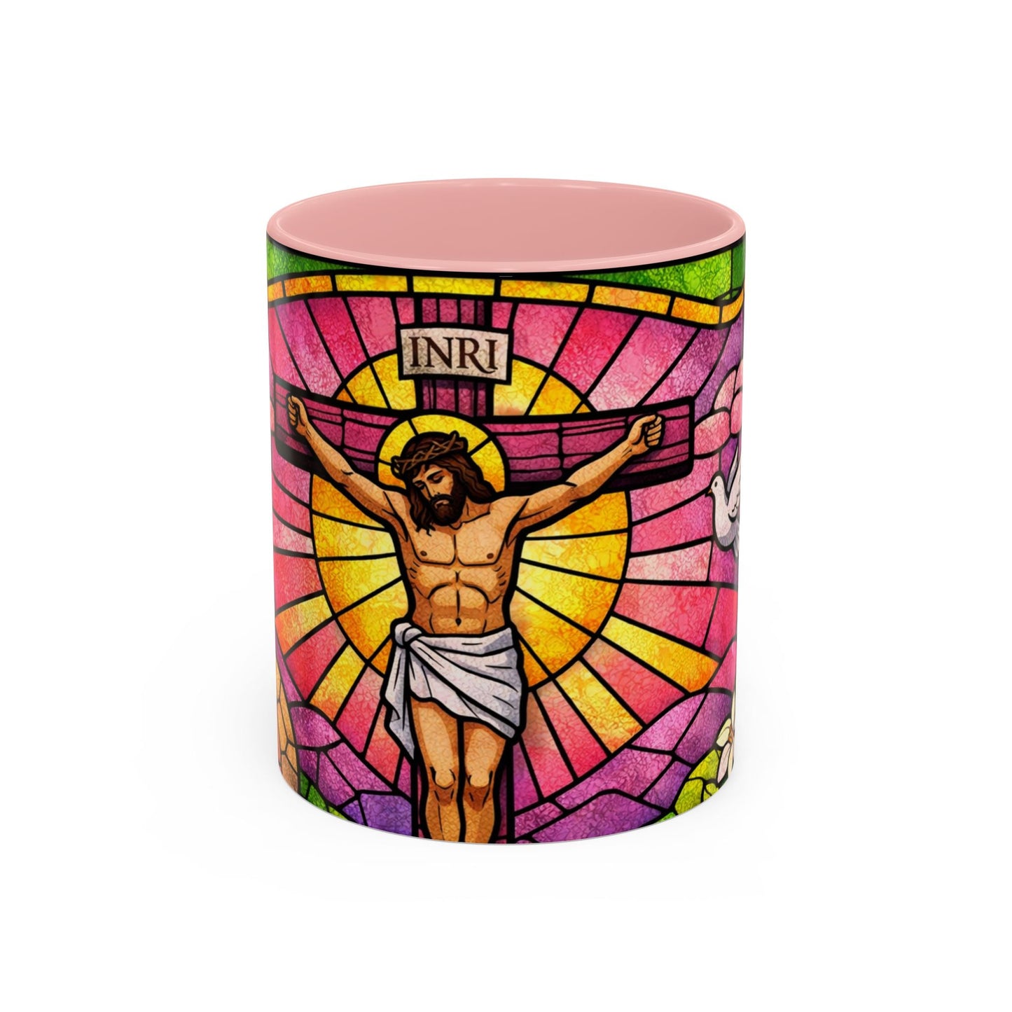 Stained Glass Jesus Coffee Mug — Religious Christian Accent Mug (11oz)