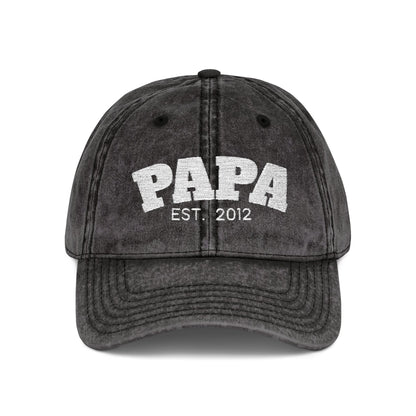 Papa Est. 2012 Vintage Embroidered Baseball Cap | Retro Distressed Dad Hat Gift