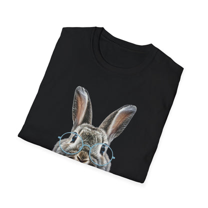 Bunny in Glasses T-Shirt — Cute Rabbit with Blue Bow Tee