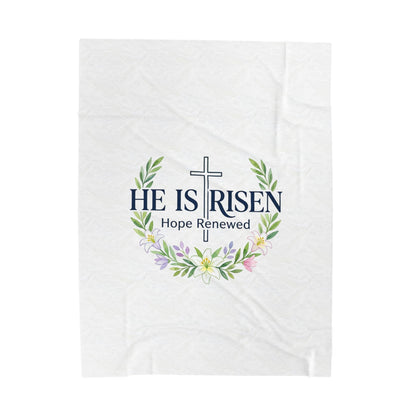He Is Risen Velveteen Blanket | Christian Easter, Resurrection Scripture
