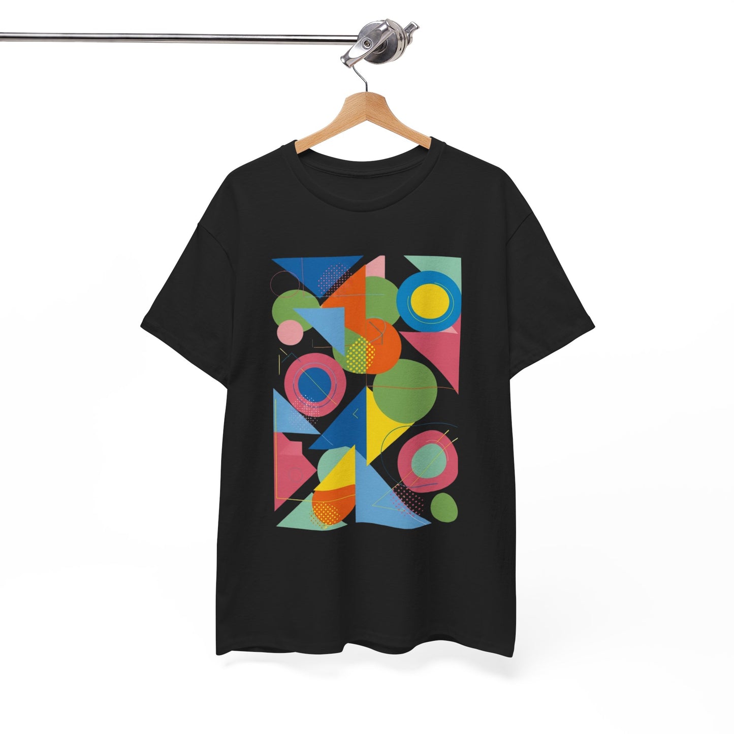Geometric Color Block Tee — Abstract Shapes Graphic T-Shirt Retro Art