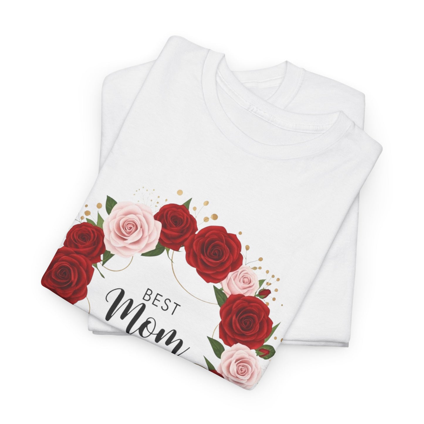 Mom Floral Wreath T-Shirt Best Mom Ever Mother's Day Gift Women Cotton Tee