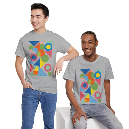 Geometric Color Block Tee — Abstract Shapes Graphic T-Shirt Retro Art