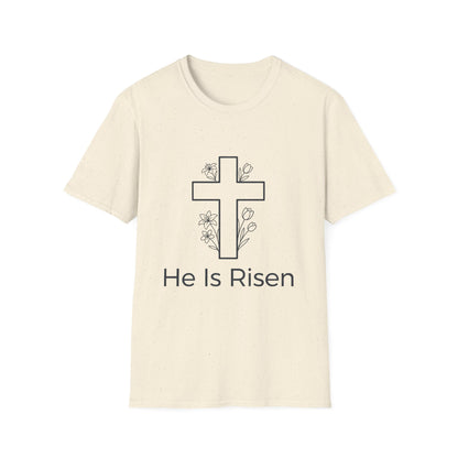 He Is Risen Cross T-Shirt — Easter Christian Faith Tee