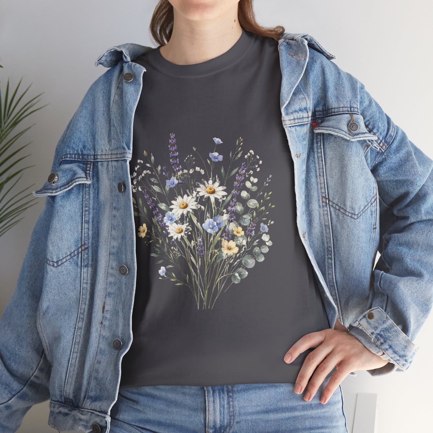Wildflower Bouquet Tee Women | Lavender Daisy Botanical Floral Shirt