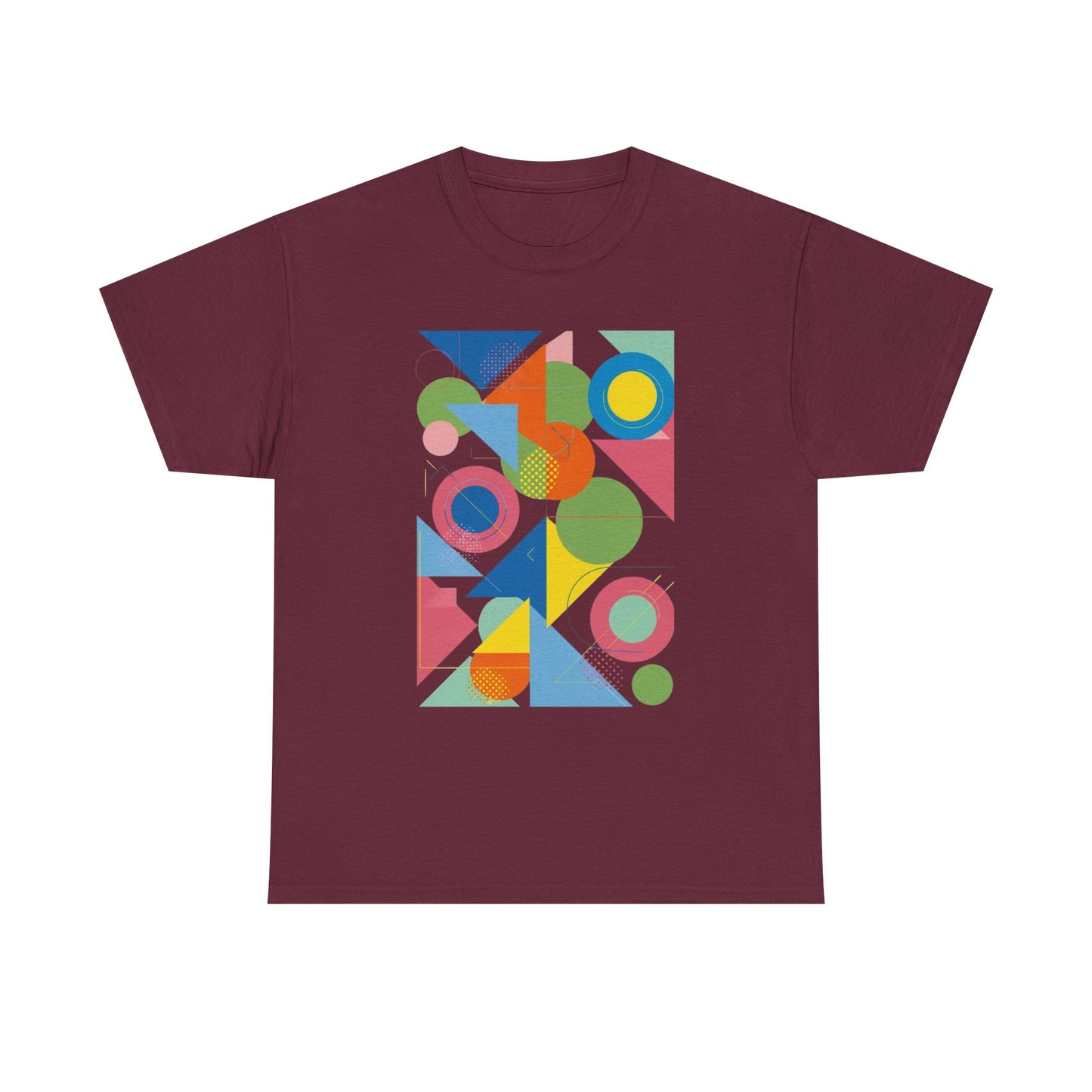 Geometric Color Block Tee — Abstract Shapes Graphic T-Shirt Retro Art