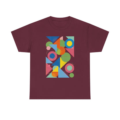 Geometric Color Block Tee — Abstract Shapes Graphic T-Shirt Retro Art