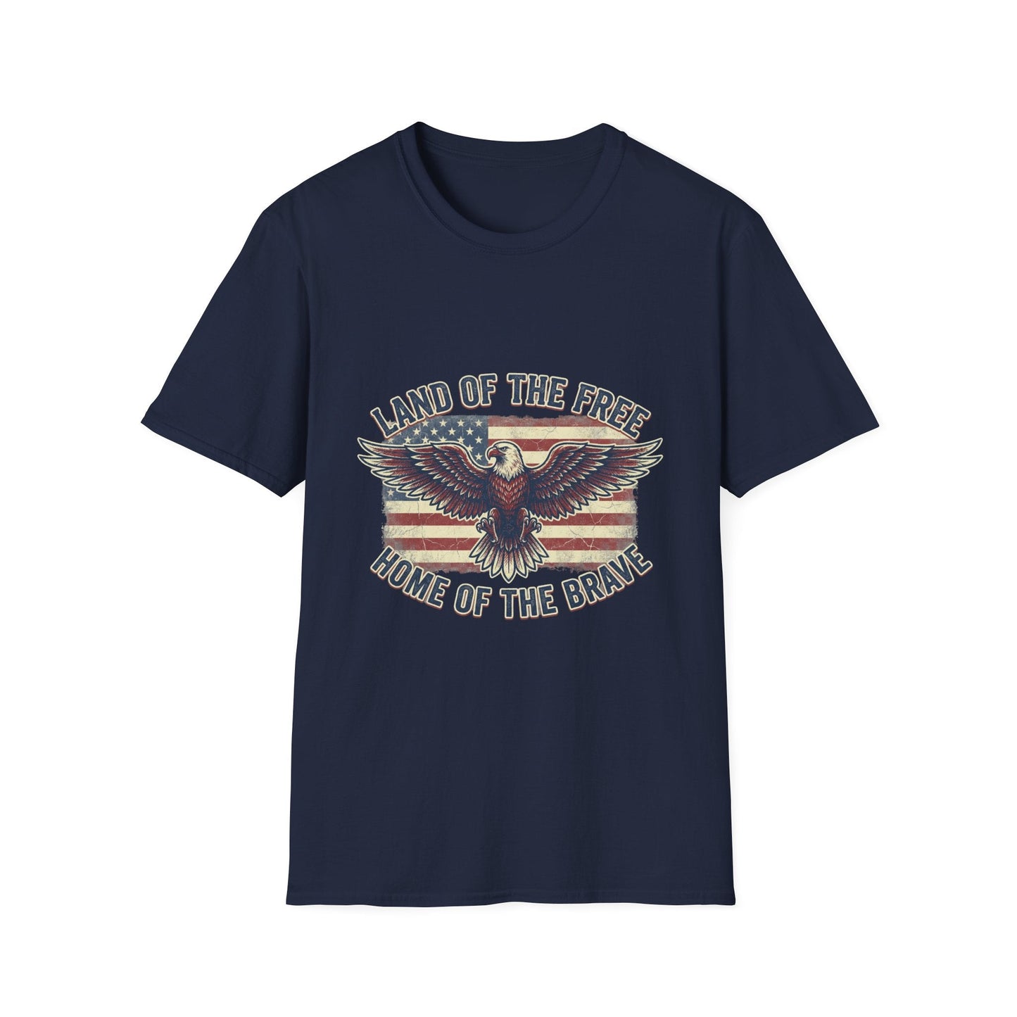 Patriotic Eagle T-Shirt – "Land of the Free, Home of the Brave" Vintage USA Tee