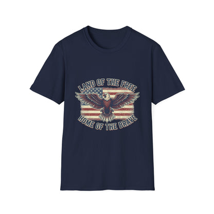 Patriotic Eagle T-Shirt – "Land of the Free, Home of the Brave" Vintage USA Tee