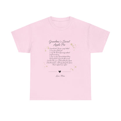 Recipe Tee — "Grandma's Secret Apple Pie" Personalized Kitchen Shirt