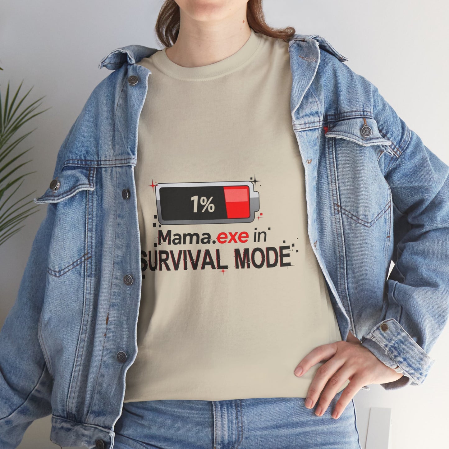 Mama.exe in Survival Mode T-Shirt — Low Battery Funny Mom Tee