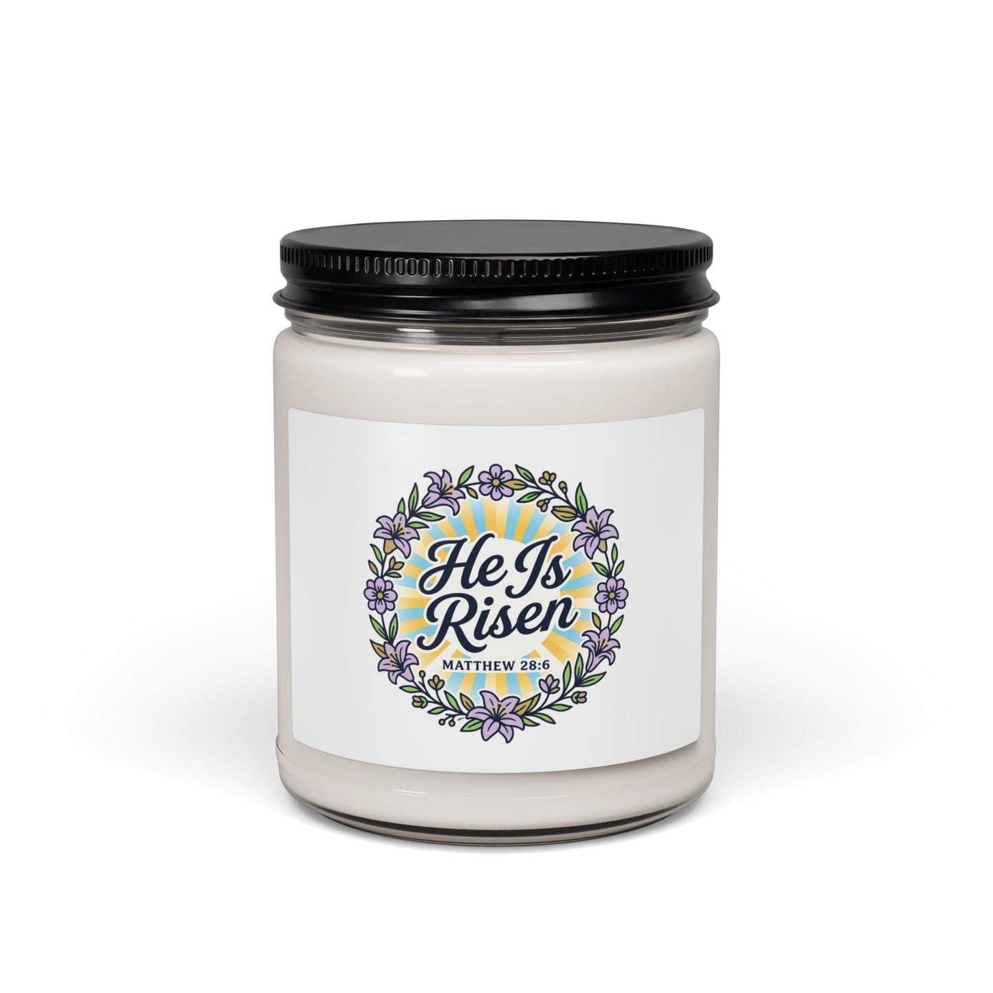 He Is Risen Soy Candle, 9oz | Christian Easter, Resurrection Scripture