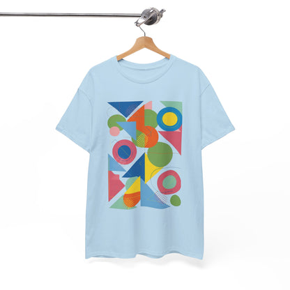 Geometric Color Block Tee — Abstract Shapes Graphic T-Shirt Retro Art