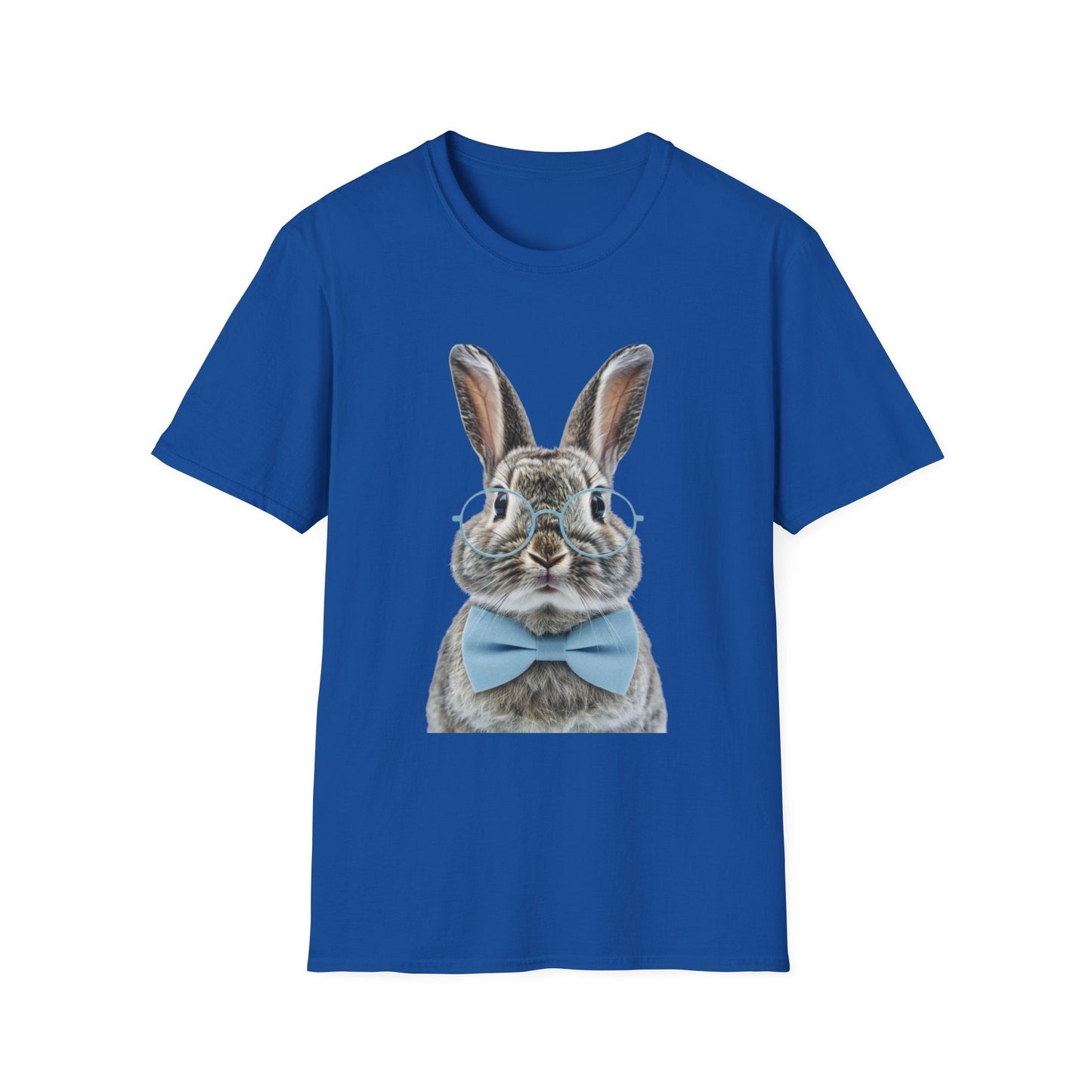 Bunny in Glasses T-Shirt — Cute Rabbit with Blue Bow Tee