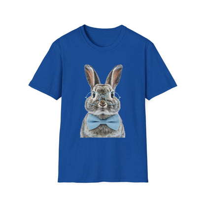 Bunny in Glasses T-Shirt — Cute Rabbit with Blue Bow Tee