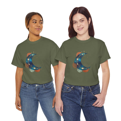 Celestial Moon Graphic Tee — Starry Crescent Night Shirt Boho Gift for Her