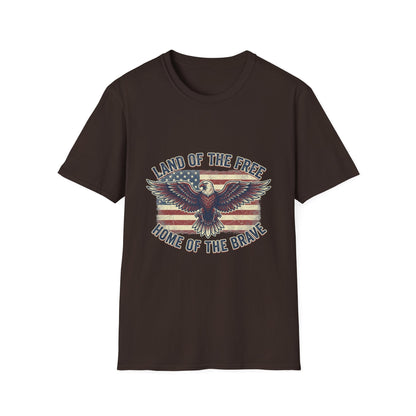 Patriotic Eagle T-Shirt – "Land of the Free, Home of the Brave" Vintage USA Tee