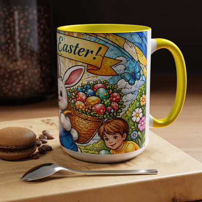 Easter Bunny Coffee Mug – "Happy Easter" Accent Ceramic Mug
